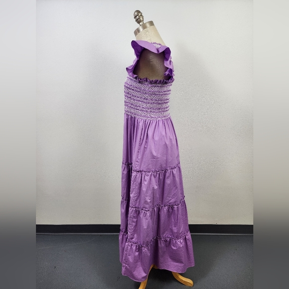 Aaron & Amber Women's Purple Smocked Dress, Size Large - Picture 3 of 13